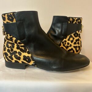 Michael Kors Black and Leopard Ankle Boots